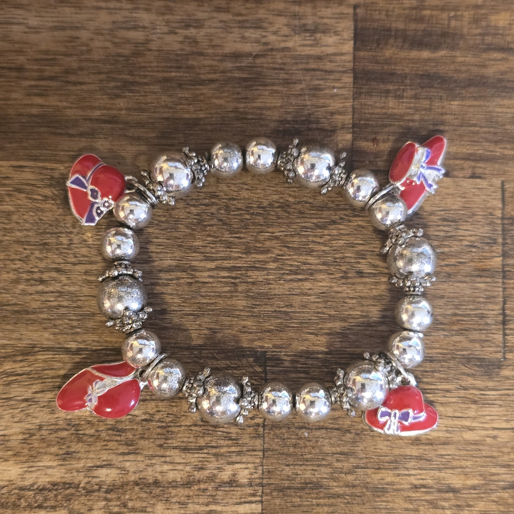 Silver and Red Charm Bracelet